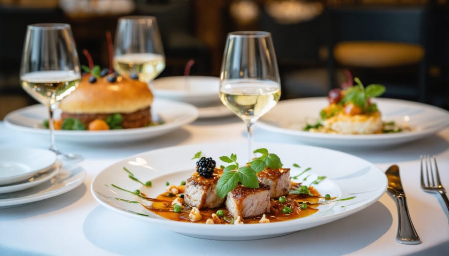 Couple enjoying fine dining experience at Toronto restaurant